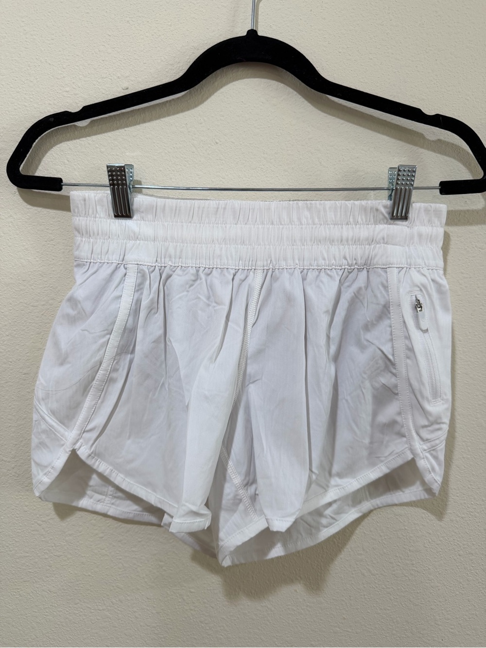 lululemon athletica White Athletic Shorts with Zippered Pocket